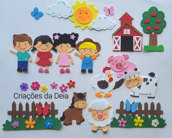 Kit Fazendinha em Eva - Itens Pequenos Avulsos