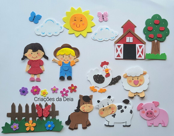 Kit Fazendinha em Eva - Itens Pequenos Avulsos