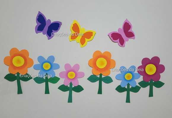 Kit Jardim Painel de Flores e Borboletas Grande de Eva