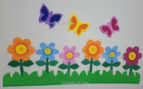 Kit Jardim Painel de Flores e Borboletas Grande de Eva