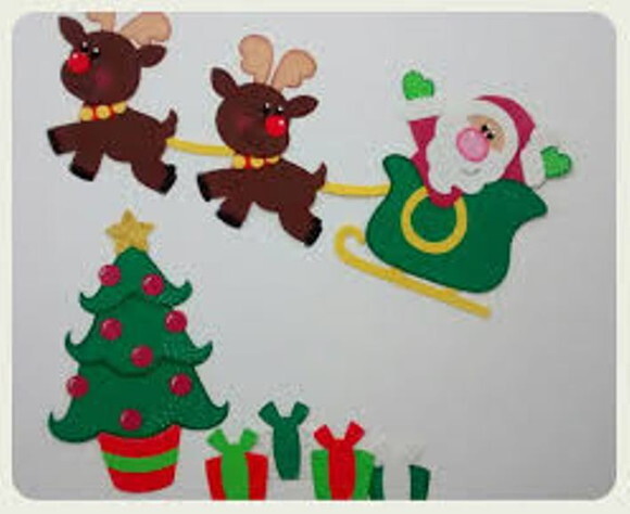 kit mural de Natal em EVA - Papai Noel