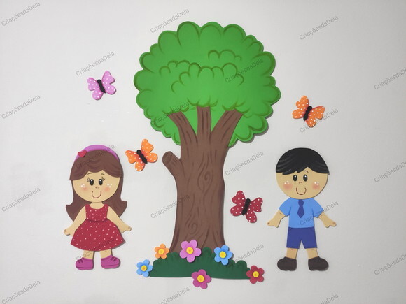 Kit Mural Crianças e Árvore (55 Cm)