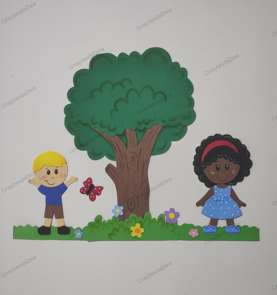 Kit Mural Crianças e Árvore (55 Cm)