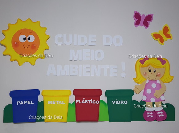Kit para Painel de Meio Ambiente e Reciclagem Grande em Eva
