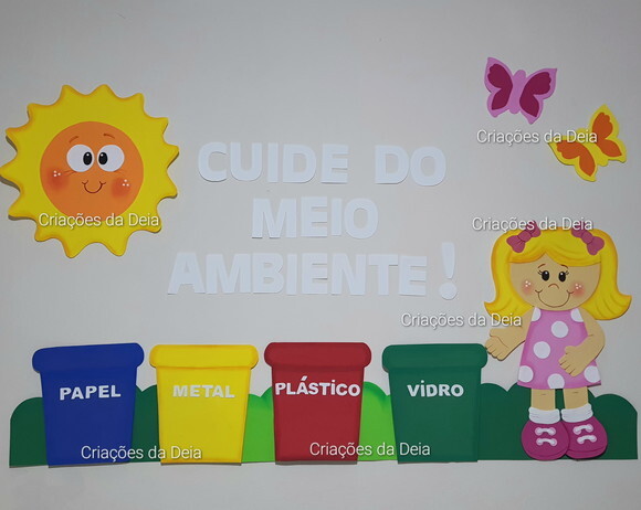 Kit para Painel de Meio Ambiente e Reciclagem Grande em Eva