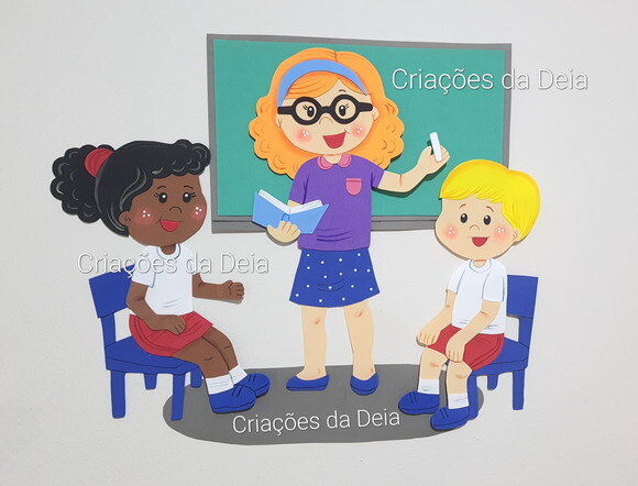 Kit Professora e Alunos em Eva para Painel