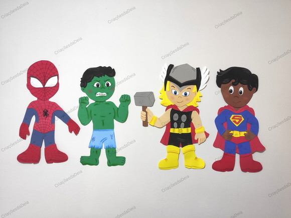 Kit Super Heróis Kids (eva) 4 Herois + Brindes