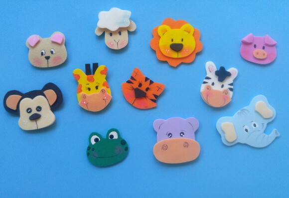 Mini Animais em Eva _ Kit com 12 Unidades