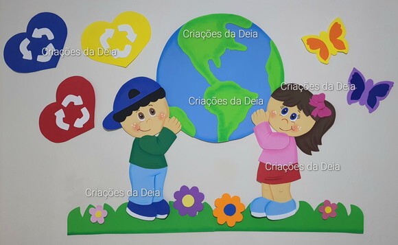 Mural Cuide do Meio Ambiente Grande 110 cm em Eva
