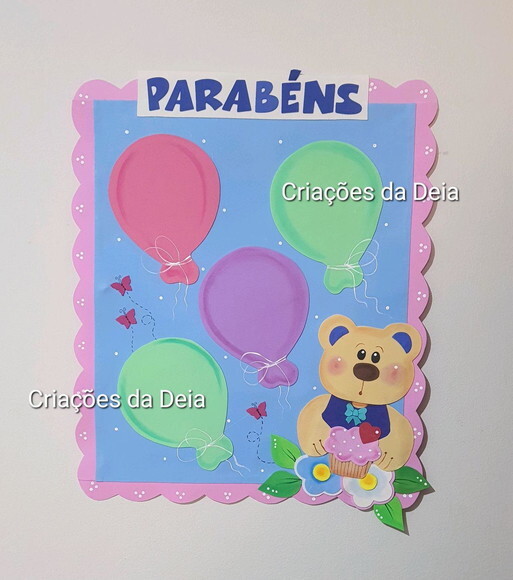 Mural de Aniversariantes em Eva Tema Ursinhos Escolar