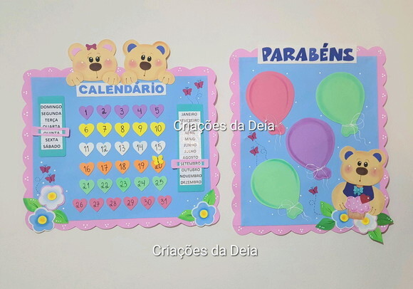 Mural de Aniversariantes em Eva Tema Ursinhos Escolar
