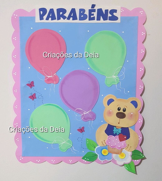 Mural de Aniversariantes em Eva Tema Ursinhos Escolar