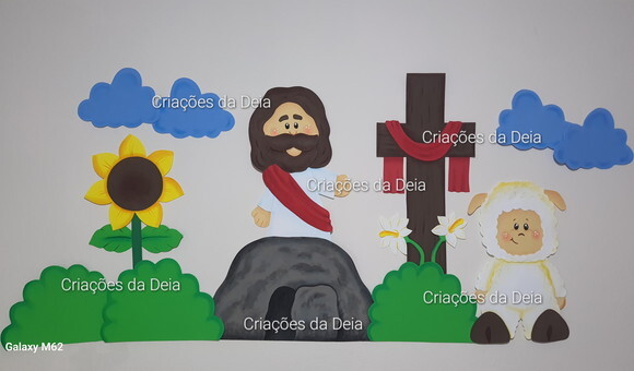 Mural Símbolo da Páscoa e Ressurreição de Jesus 120cm em Eva