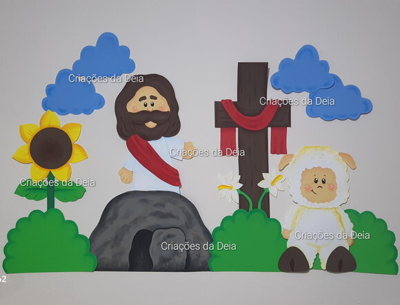 Mural Símbolo da Páscoa e Ressurreição de Jesus 120cm em Eva