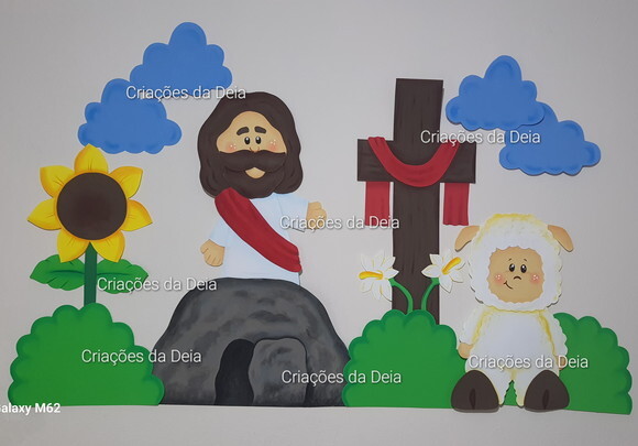 Mural Símbolo da Páscoa e Ressurreição de Jesus 120cm em Eva