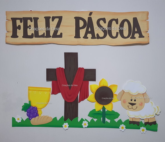 Mural Símbolo da Páscoa e Ressurreição de Jesus 96x80 cm Eva