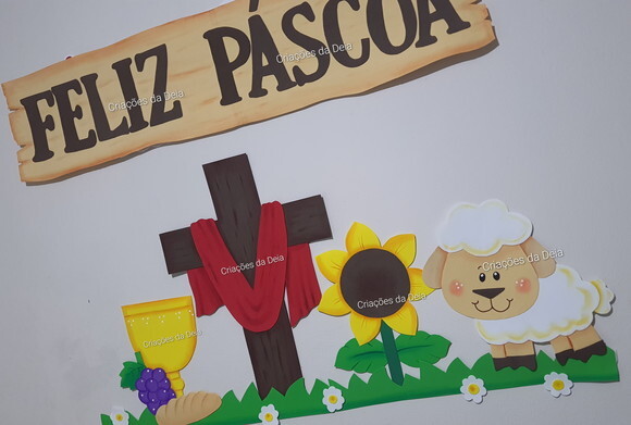 Mural Símbolo da Páscoa e Ressurreição de Jesus 96x80 cm Eva