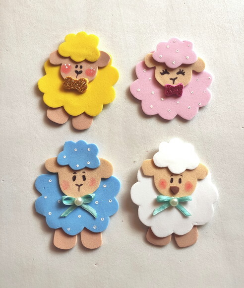 Ovelhinhas 7 cm - Mini Ovelhas de Eva para Aplique