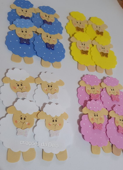 Ovelhinhas 7 cm - Mini Ovelhas de Eva para Aplique