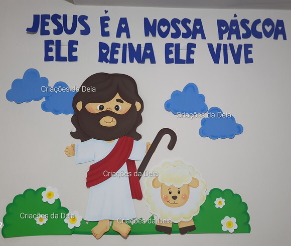 Painel da Páscoa Cristã Jesus 110cm em Eva