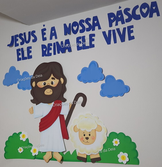 Painel da Páscoa Cristã Jesus 110cm em Eva