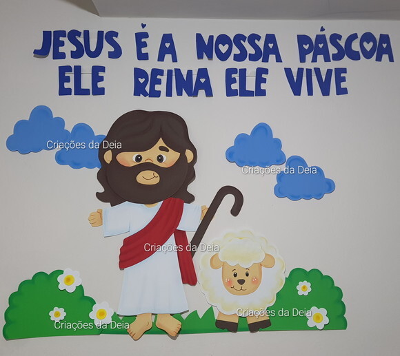 Painel da Páscoa Cristã Jesus 110cm em Eva