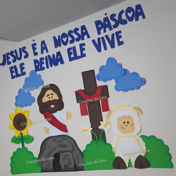 Painel da Páscoa e Ressurreição de Jesus 120cm em Eva