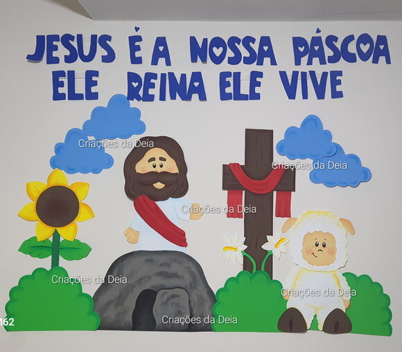 Painel da Páscoa e Ressurreição de Jesus 120cm em Eva
