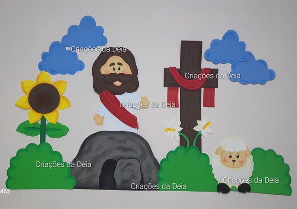 Painel da Páscoa e Ressurreição de Jesus 120cm em Eva