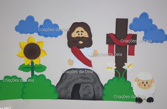 Painel da Páscoa e Ressurreição de Jesus 120cm em Eva