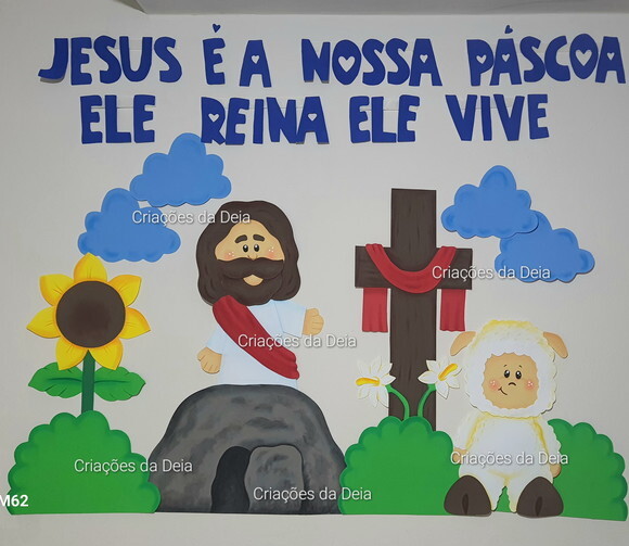 Painel da Páscoa e Ressurreição de Jesus 120cm em Eva