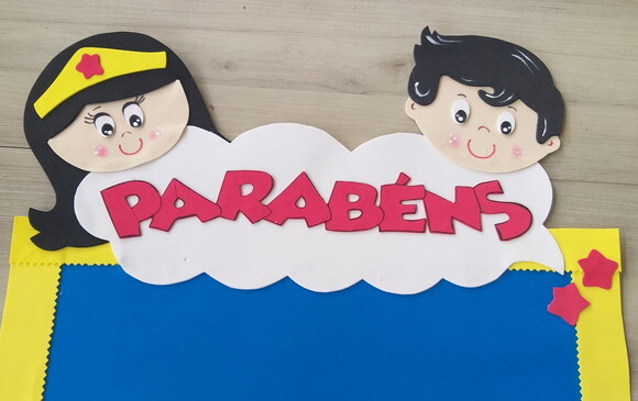 Painel de Aniversario para Sala de Aula - em Eva - Heróis