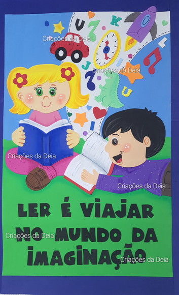 Painel de Incentivo a Leitura Crianças Biblioteca 80x60cm