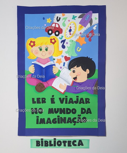 Painel de Incentivo a Leitura Crianças Biblioteca 80x60cm