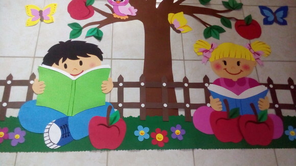 Painel Decorativo para Escola (kit Completo) Crianças Lendo