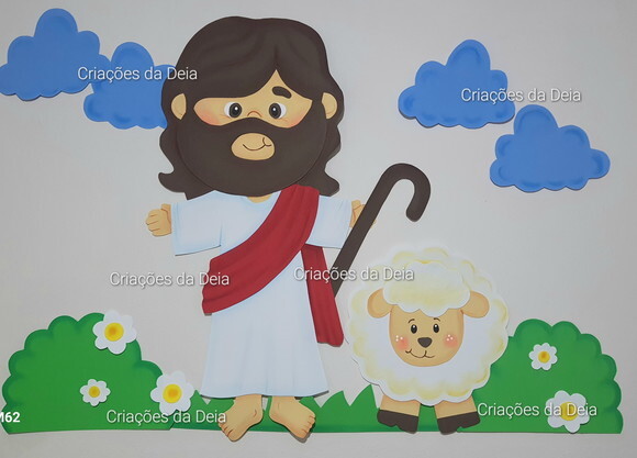 Painel Jesus e a Ovelha 100 cm em Eva