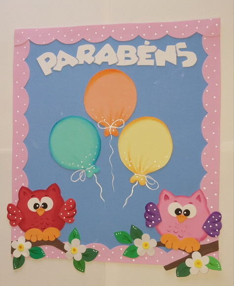 Parabéns para Sala de Aula Tema Corujas (aniversario)