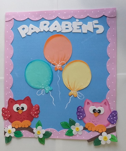 Parabéns para Sala de Aula Tema Corujas (aniversario)