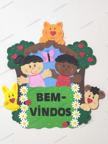 Placa de Bem Vindo para Porta - Crianças na Escola