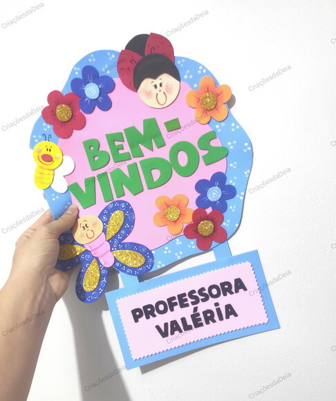 Placa de Eva bem-vindos para Porta - Jardim Berçário