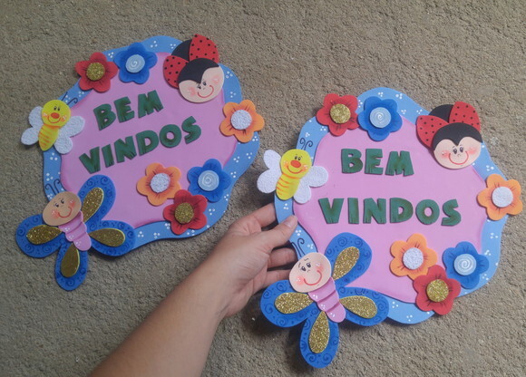 Placa de Eva bem-vindos para Porta - Jardim Berçário