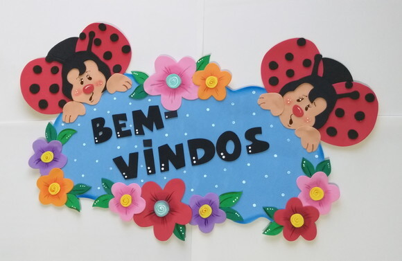 Placa de Eva Bem Vindo para Porta - Joaninhas