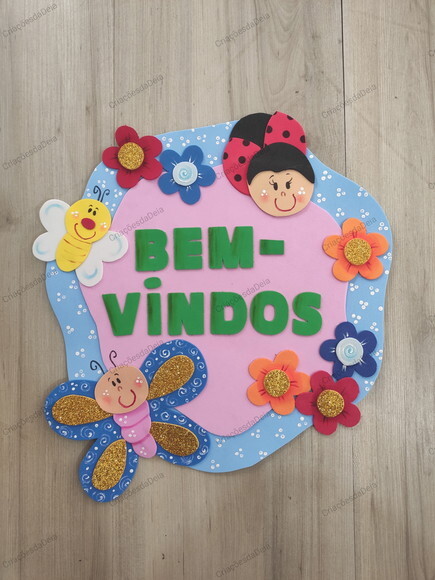 Placa de Eva bem-vindos para Porta - Jardim Berçário