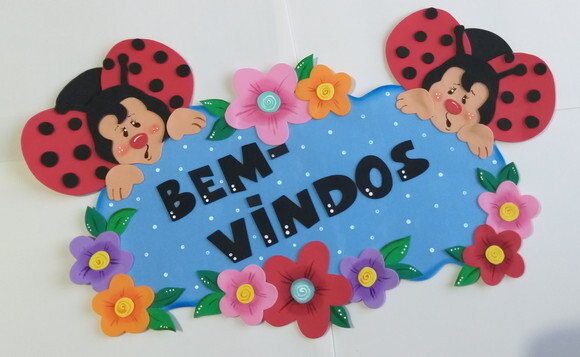 Placa de Eva Bem Vindo para Porta - Joaninhas