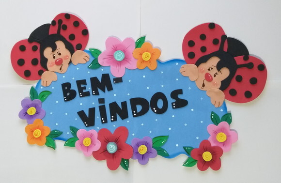 Placa de Eva Bem Vindo para Porta - Joaninhas