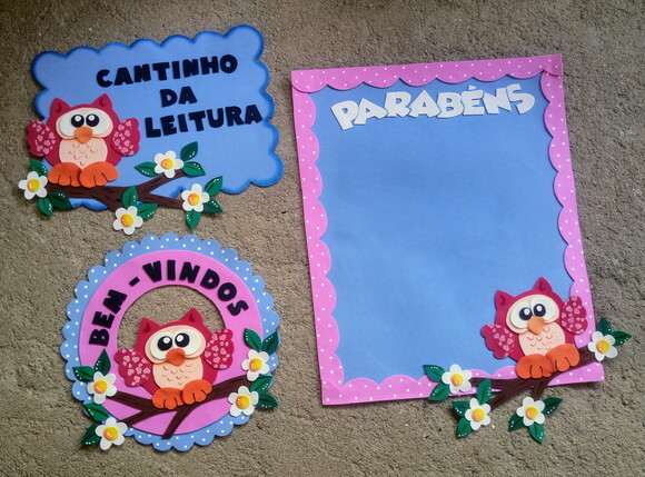 Placa de Parabéns em Eva para Mural Tema Coruja