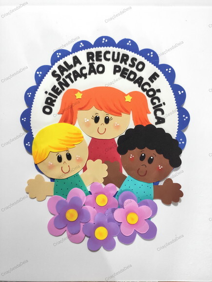 Placa de Porta Sala Recurso e Orientação Pedagógica em Eva