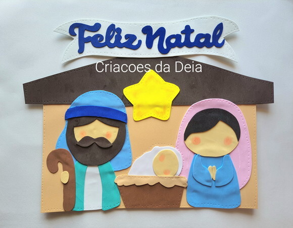 Presépio com Jesus Maria e José em Eva 38x29cm