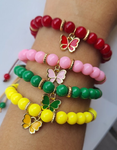 Pulseira de Contas Micangas Pulseira Borboleta Bijuteria