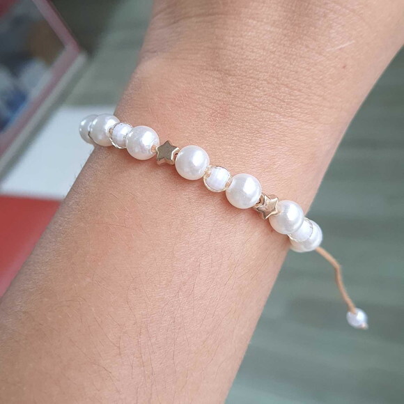 Pulseira de Contas Micangas Pulseira Estrela Bijuteria